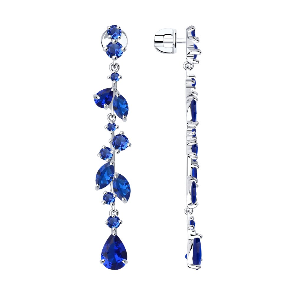 Серьги из серебра с фианитами