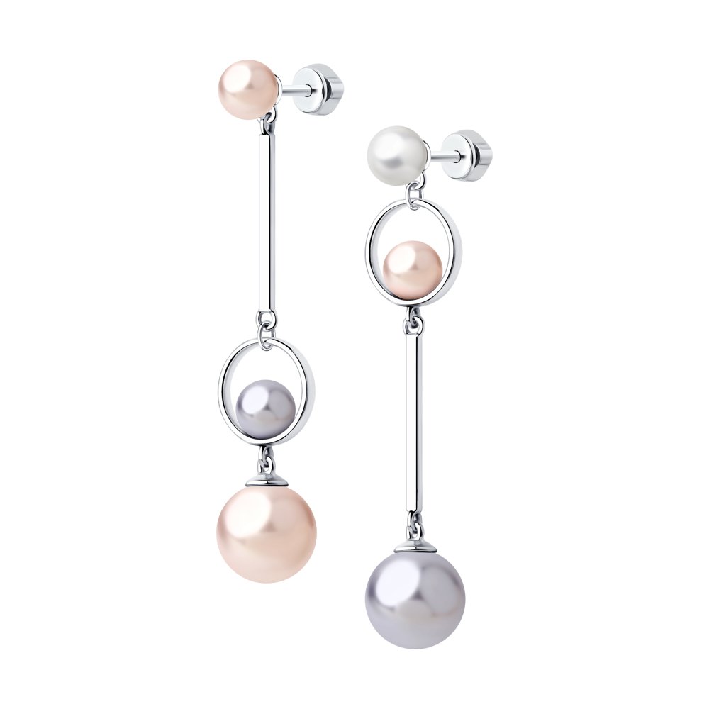 Серьги из серебра с жемчугом Swarovski