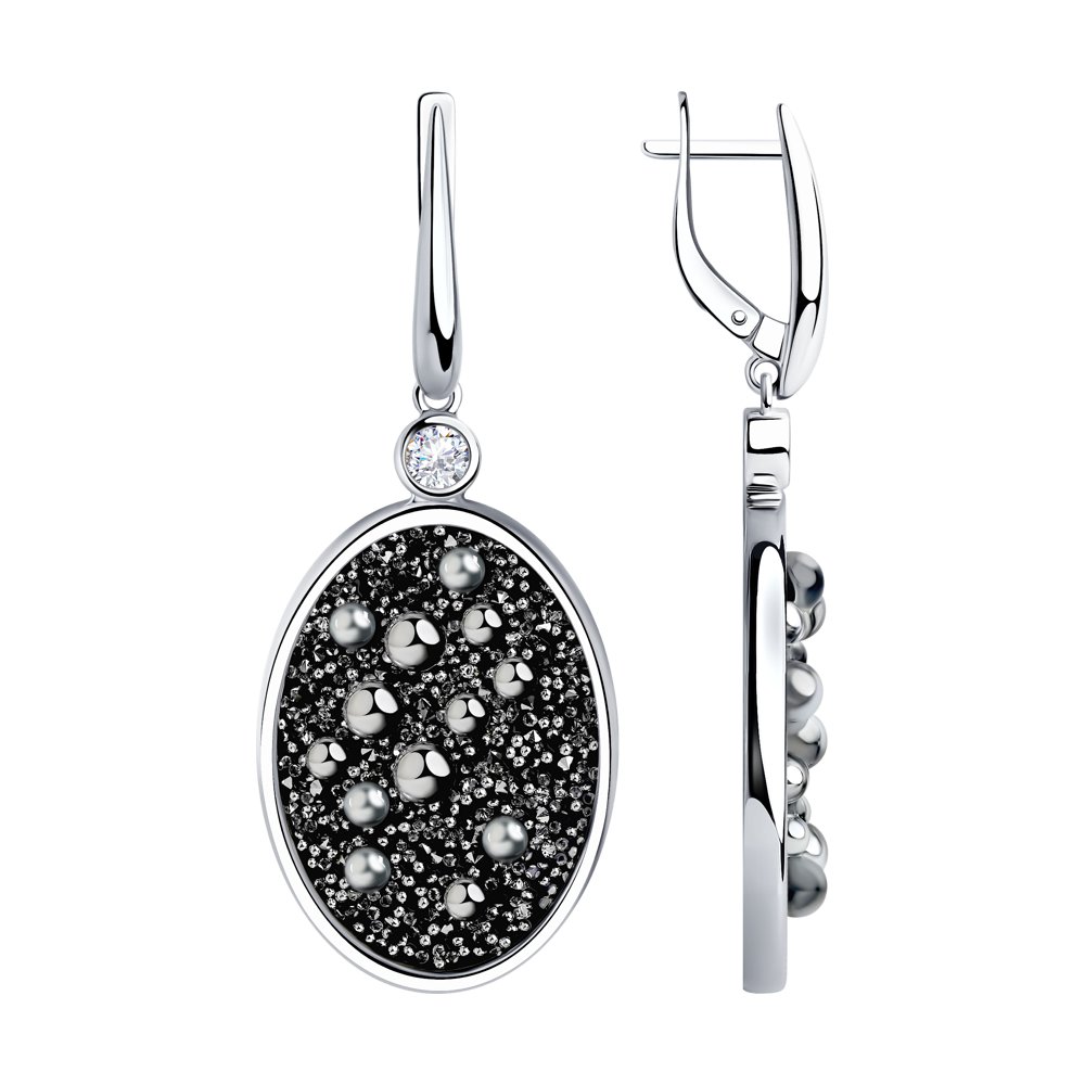 Серьги из серебра с кристаллами Swarovski и фианитами