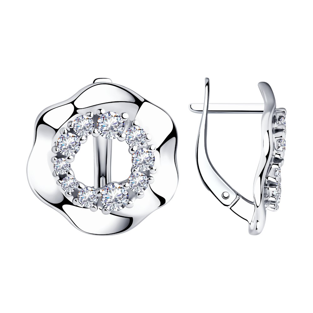 Серьги из серебра с фианитами