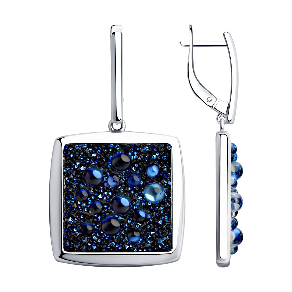 Серьги из серебра с синими кристаллами Swarovski