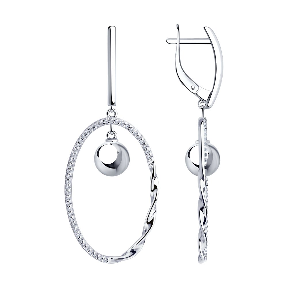 Серьги из серебра с фианитами