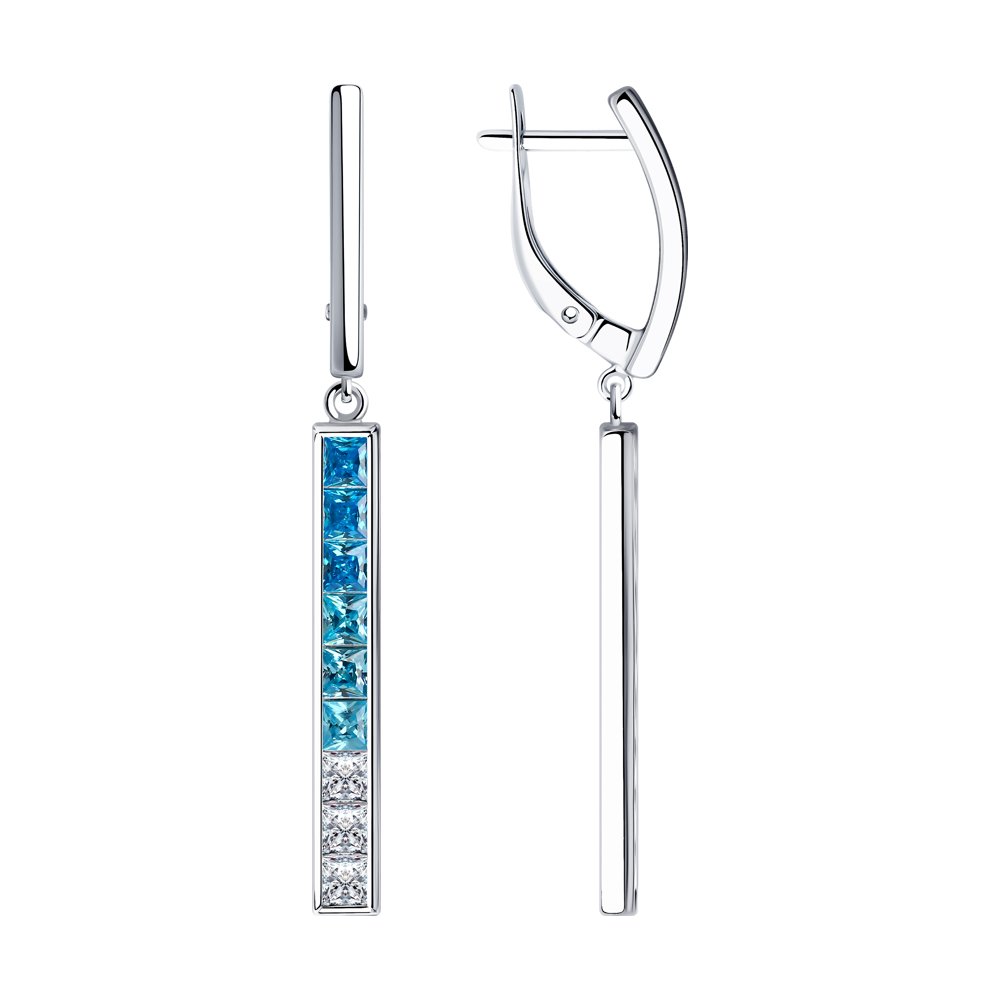 Серьги из серебра с фианитами