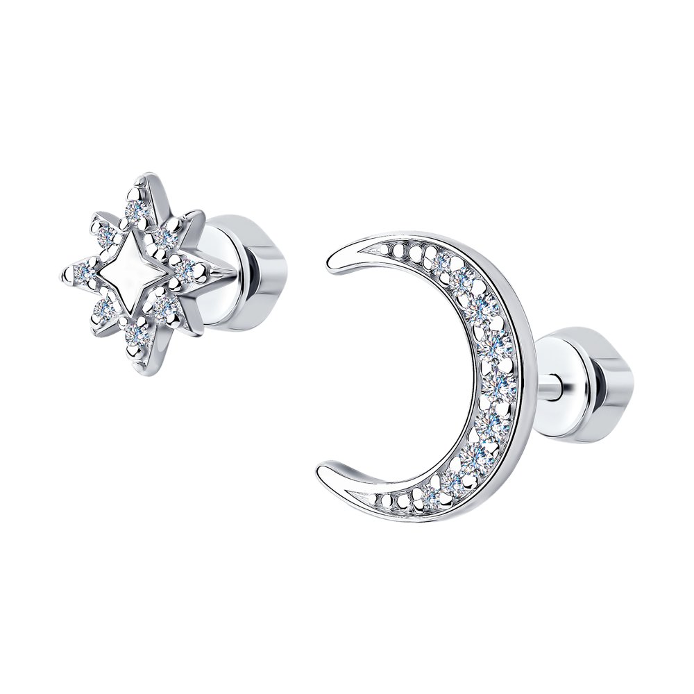 Серьги из серебра с фианитами