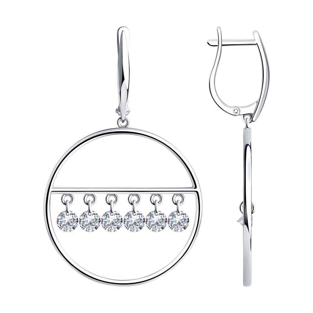 Серьги из серебра с фианитами