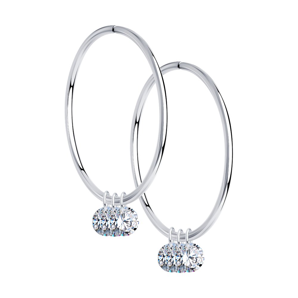 Серьги из серебра с фианитами