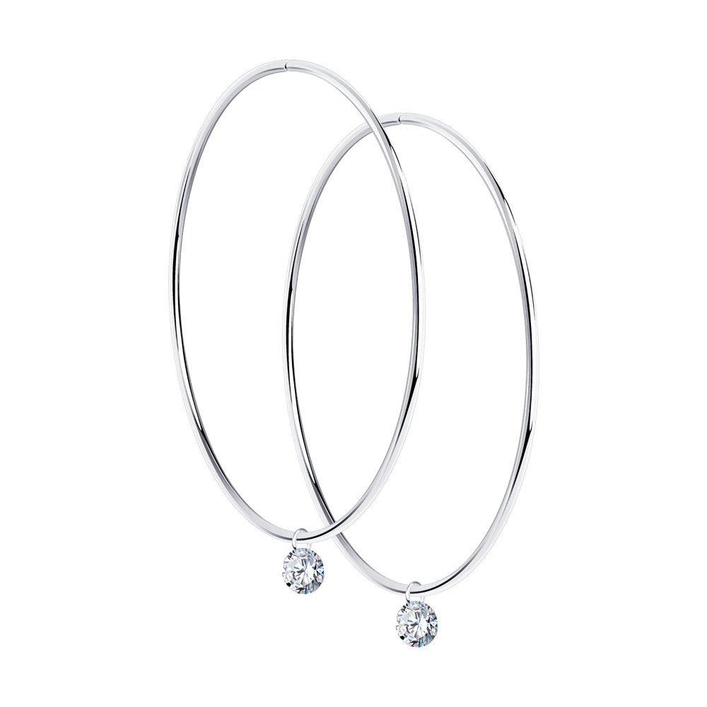 Серьги из серебра с фианитами