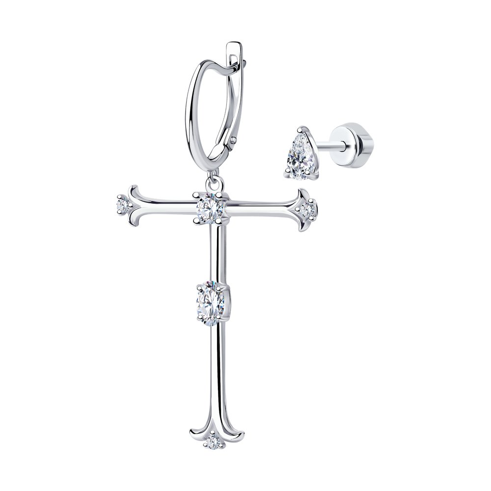 Серьги из серебра с фианитами