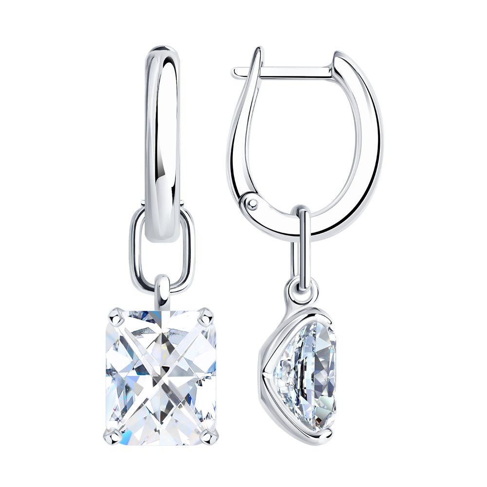 Серьги из серебра с фианитами