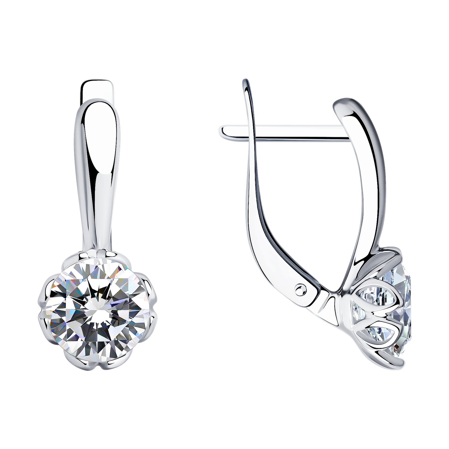 Серьги из серебра с фианитами