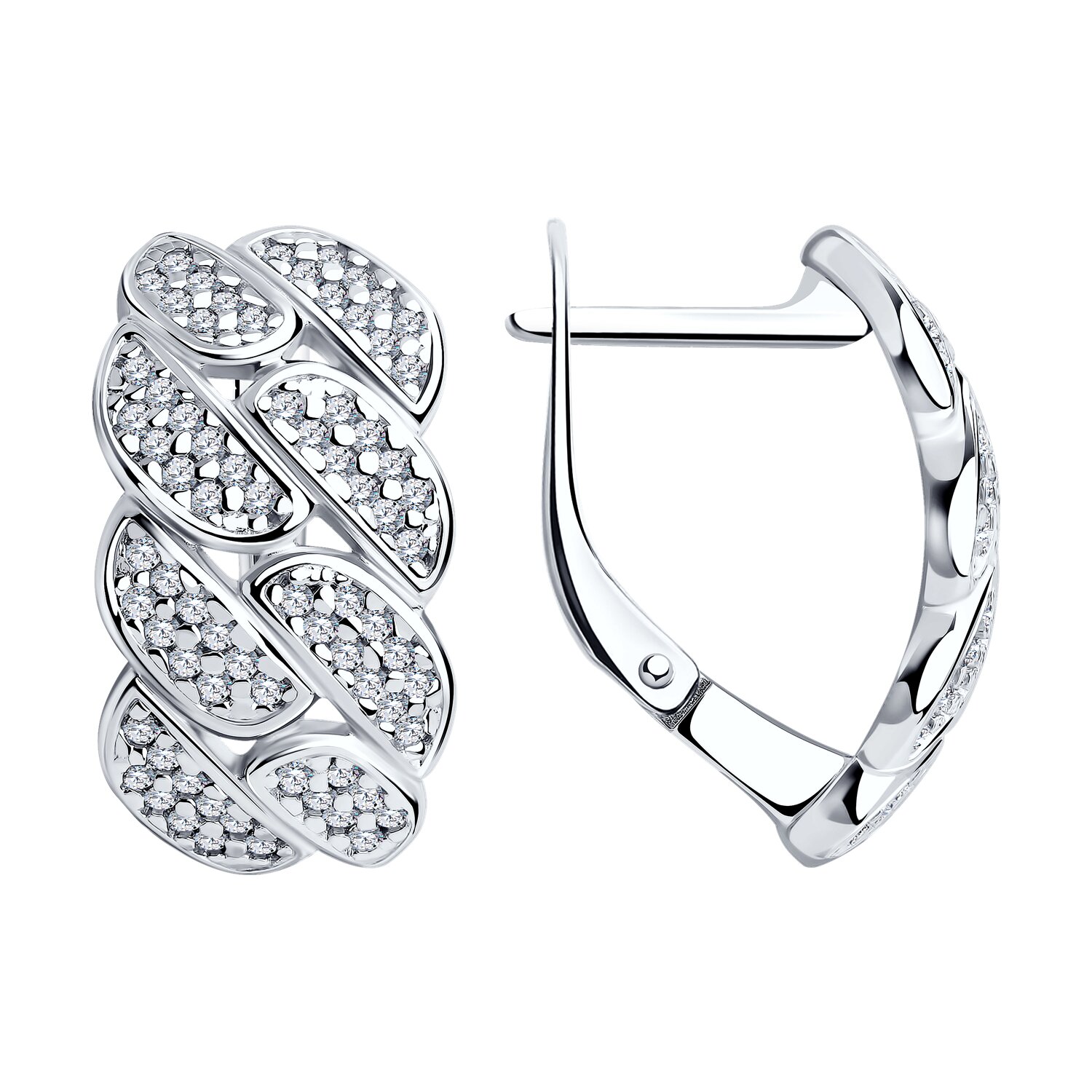 Серьги из серебра с фианитами