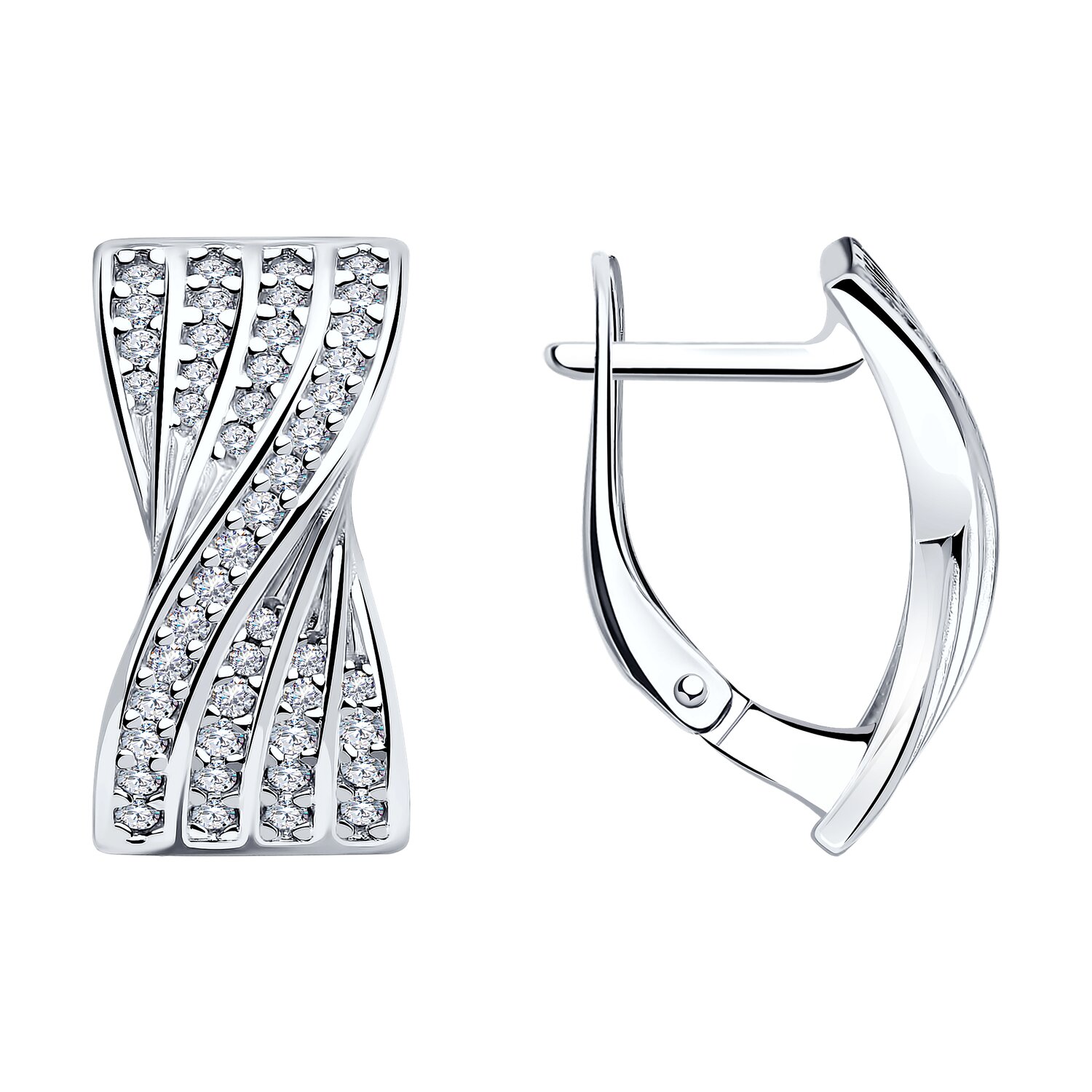 Серьги из серебра с фианитами