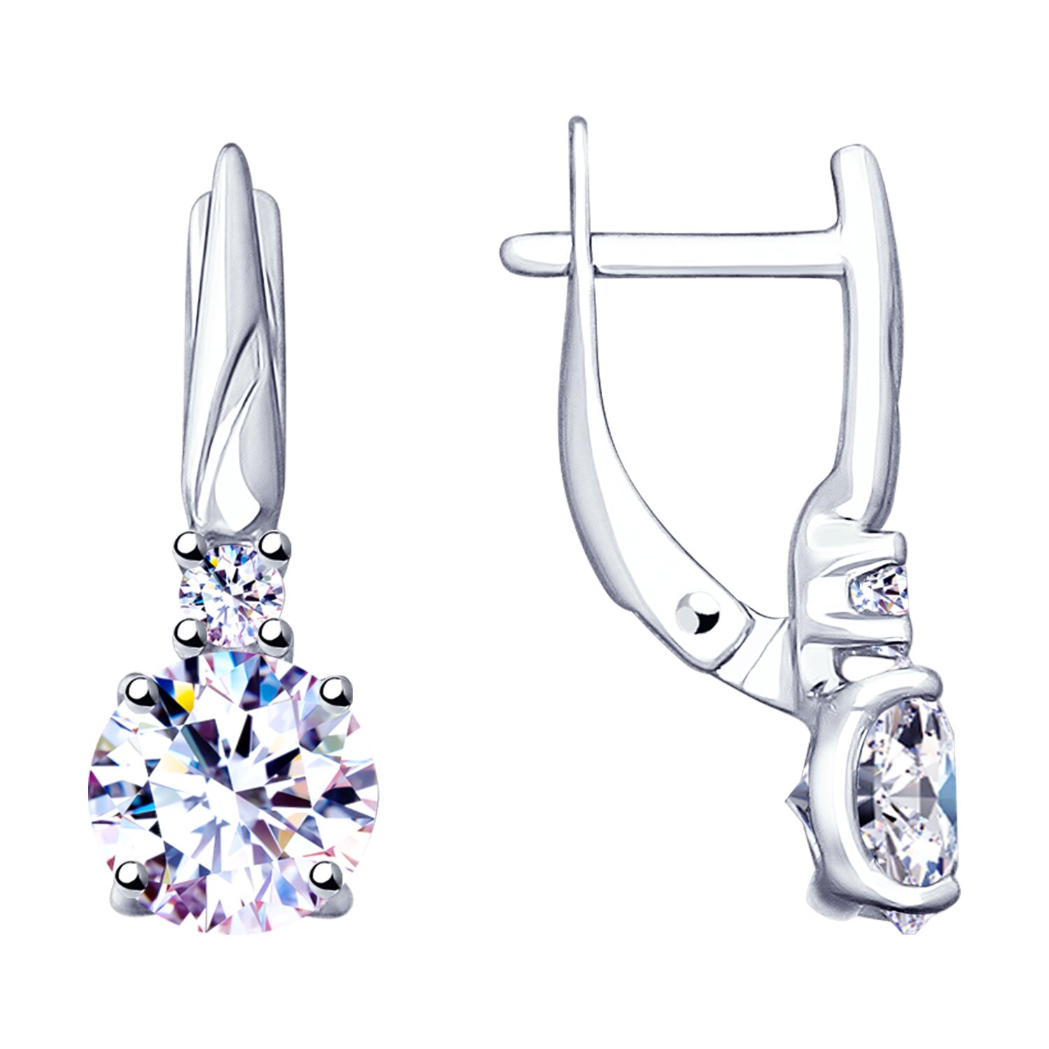 Серьги из серебра с фианитами