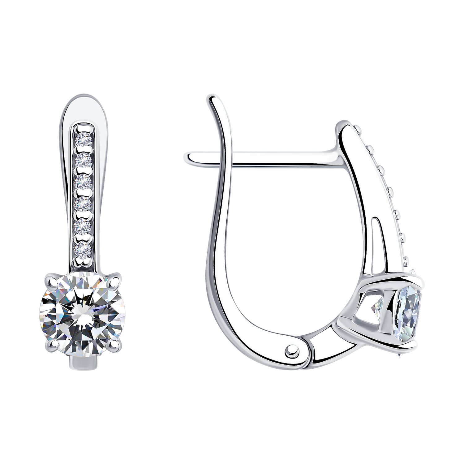 Серьги из серебра с фианитами