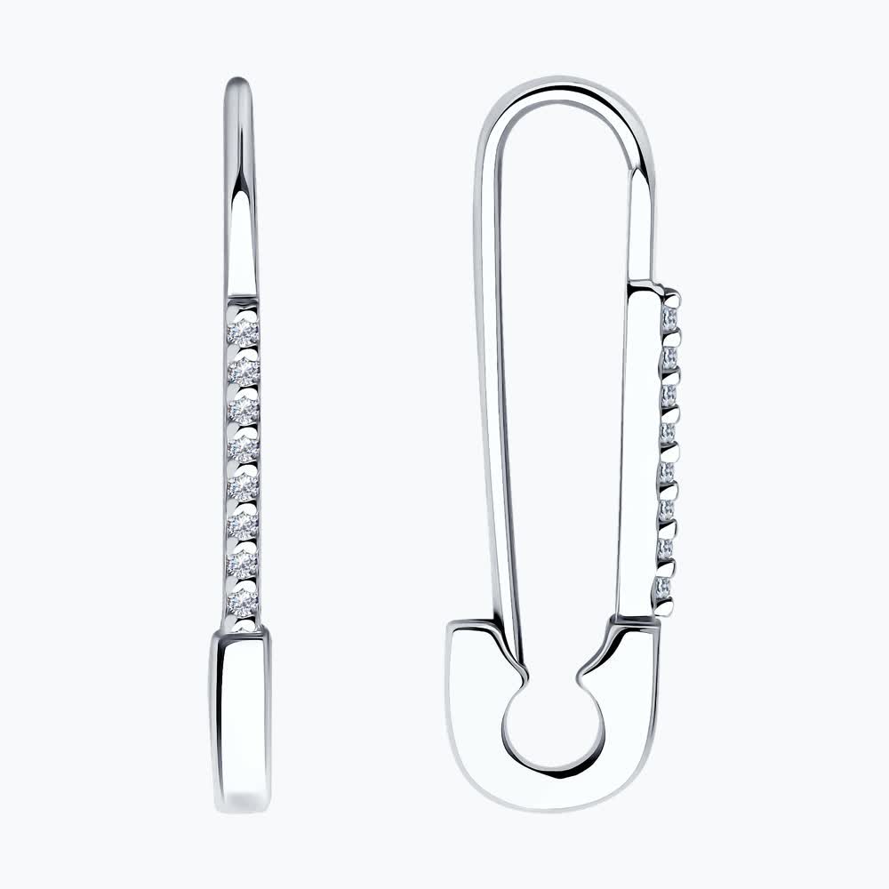 Серьги из серебра с фианитами