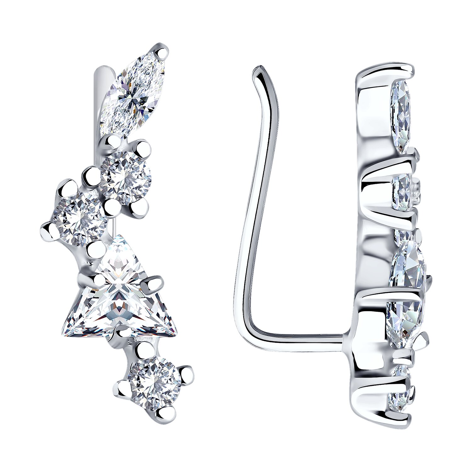 Серьги из серебра с фианитами
