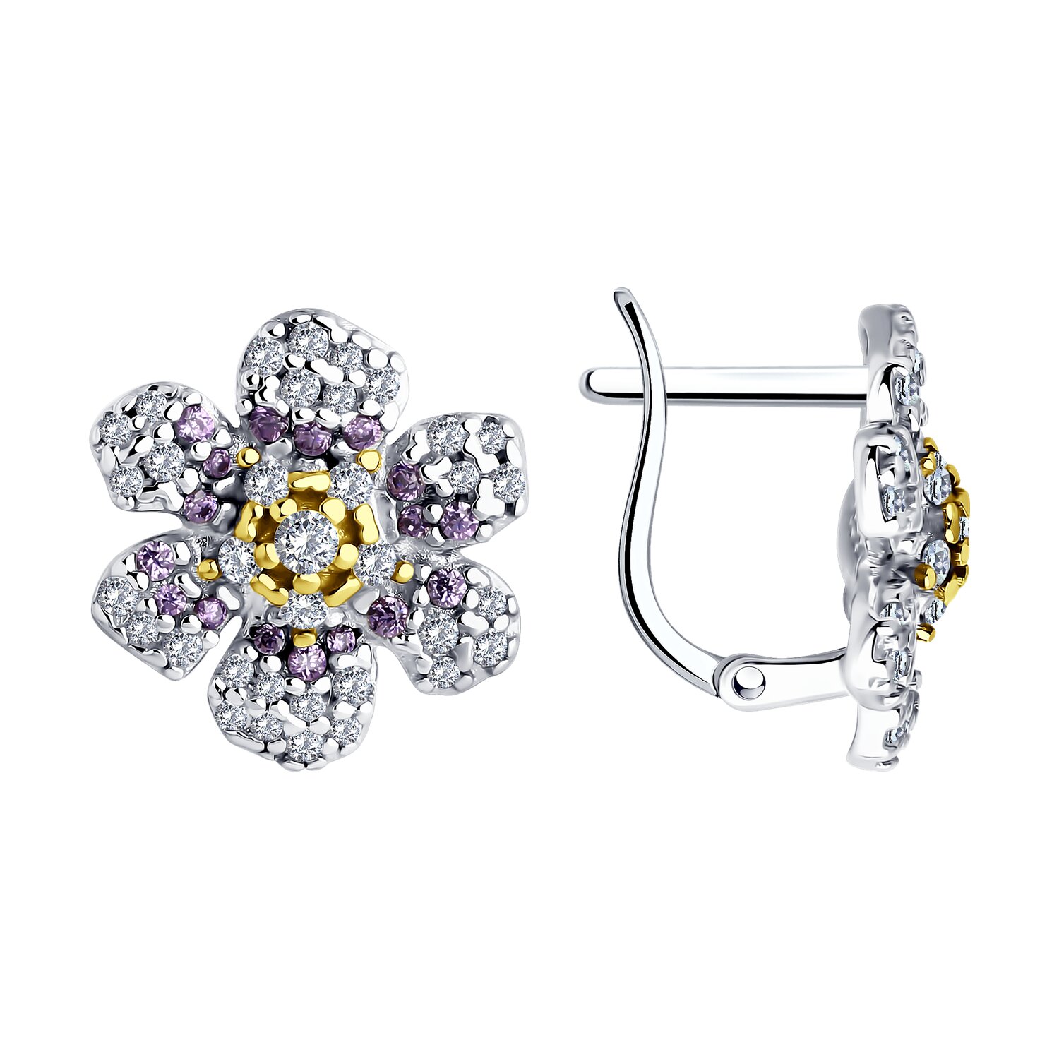 Серьги из золочёного серебра с фианитами