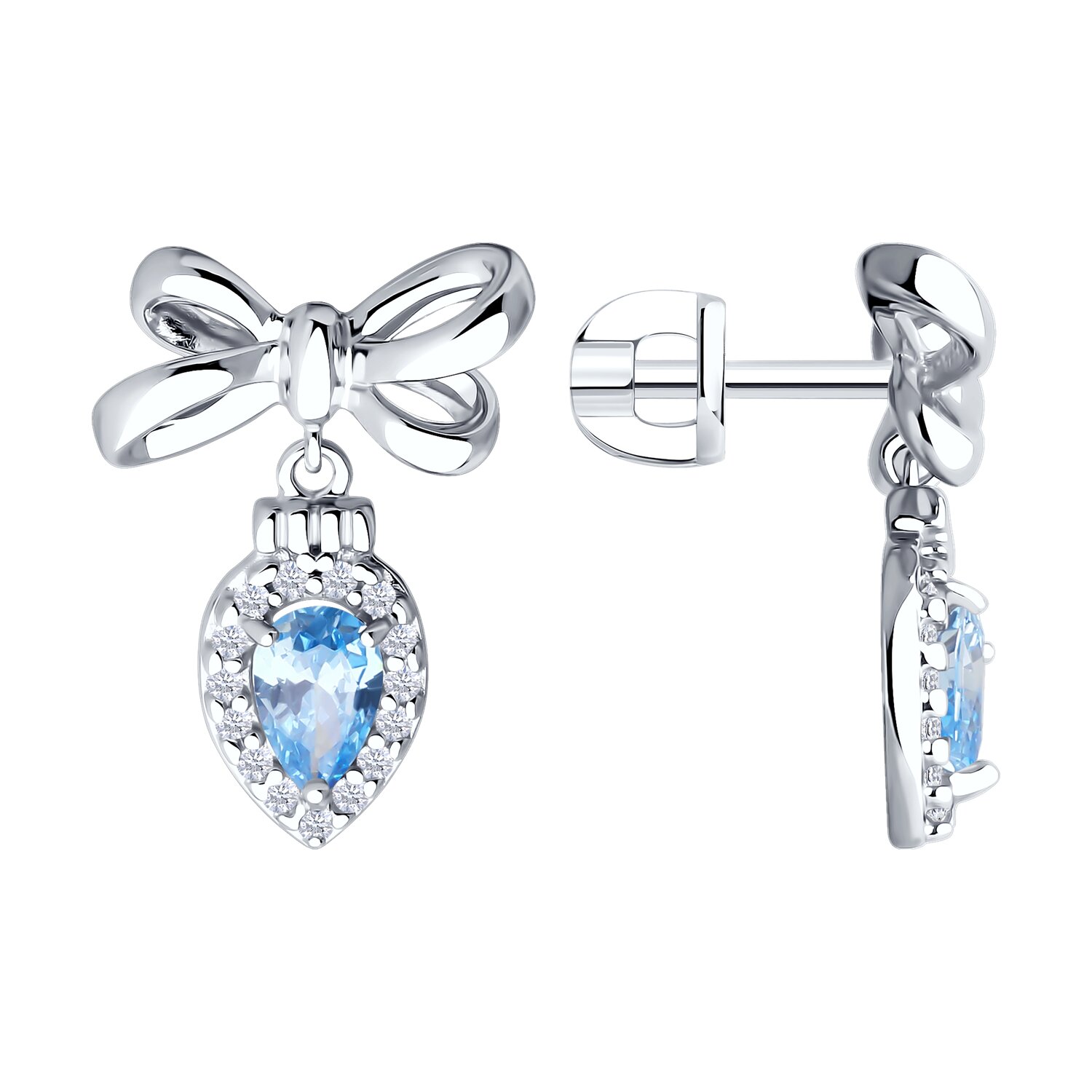 Серьги из серебра с фианитами