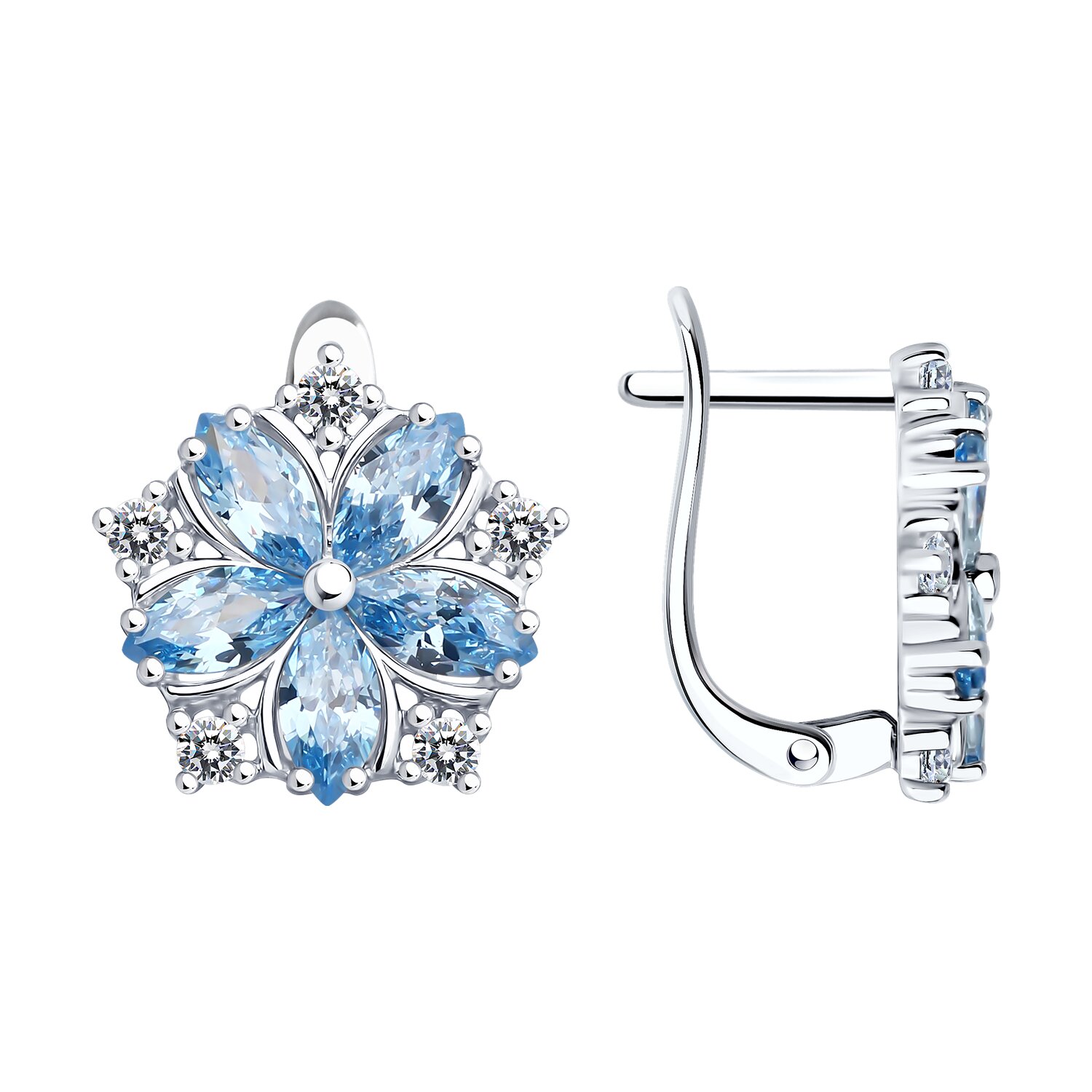 Серьги из серебра с фианитами