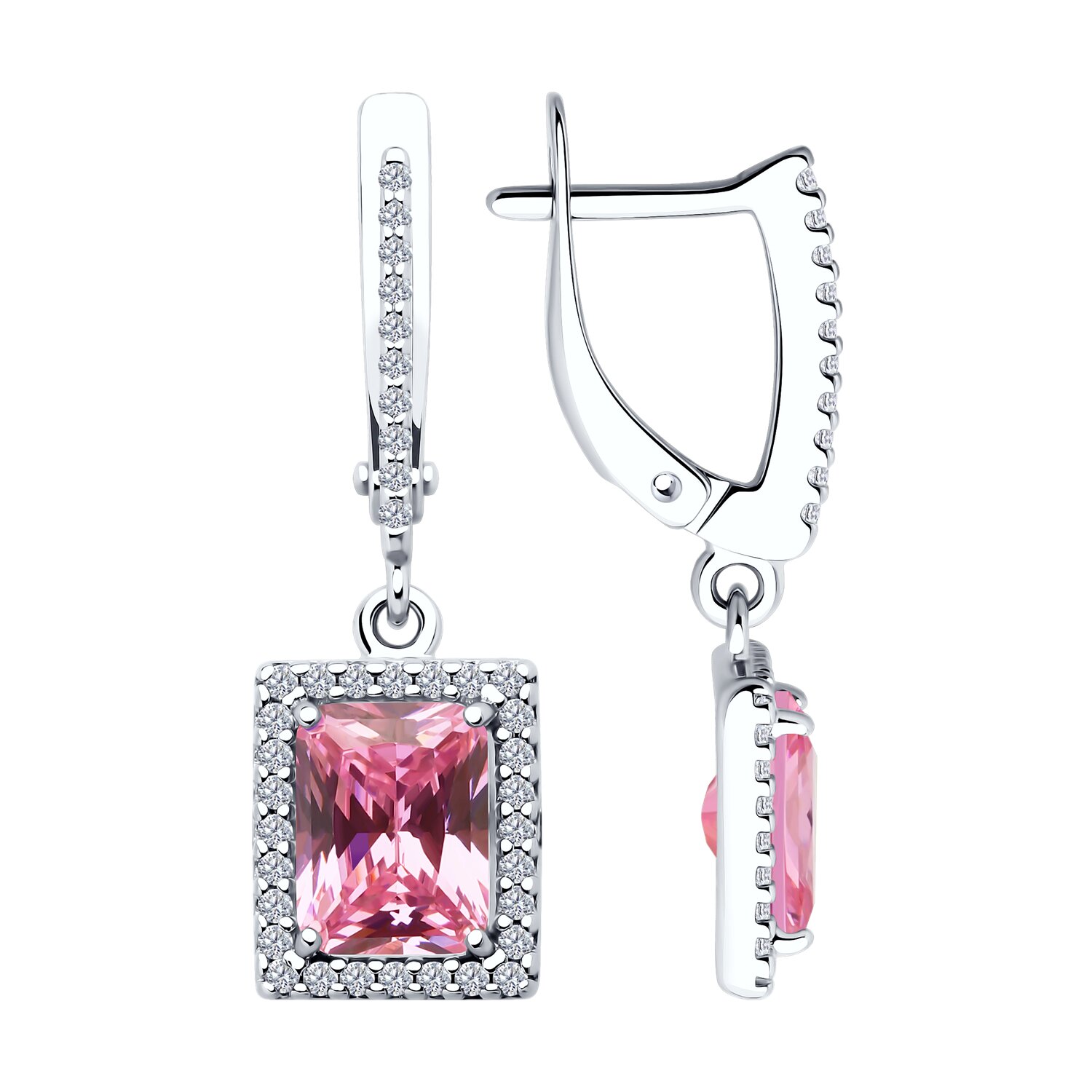 Серьги из серебра с фианитами