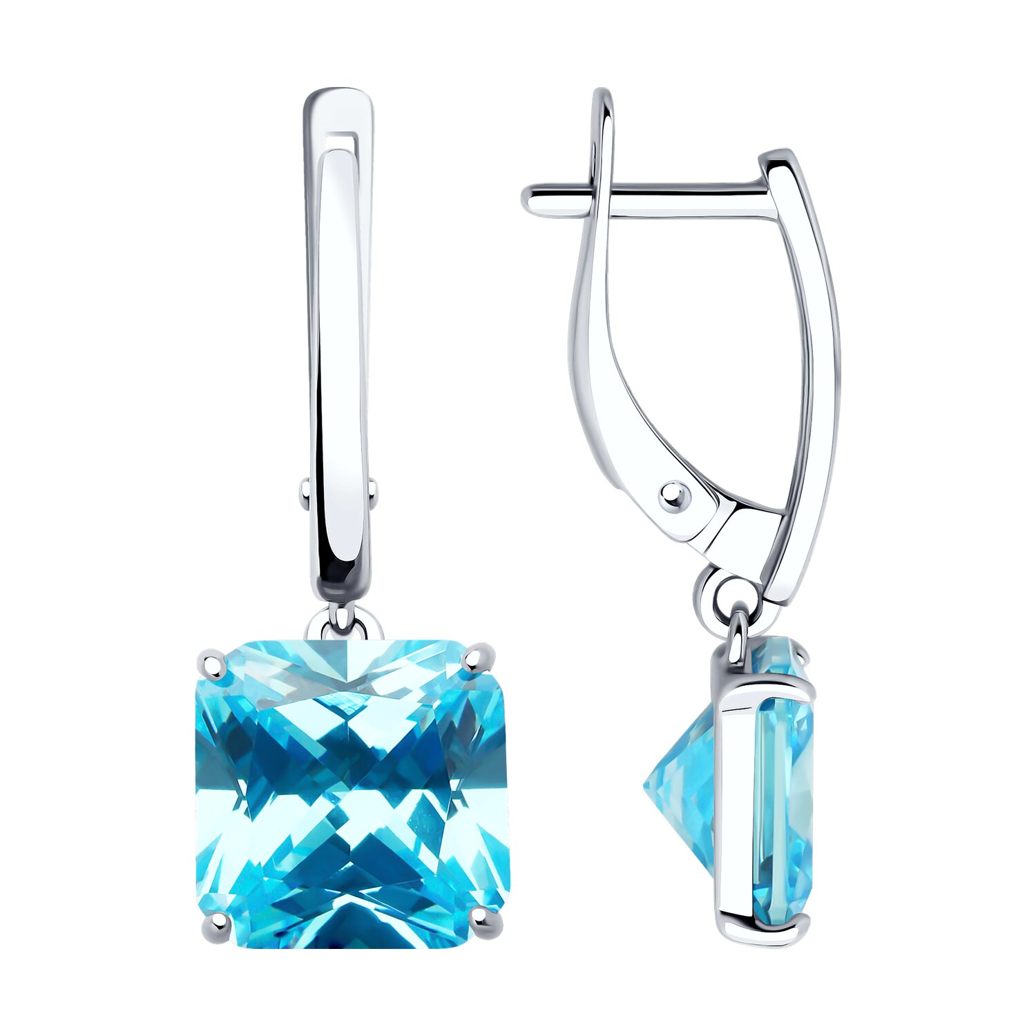 Серьги из серебра с фианитами