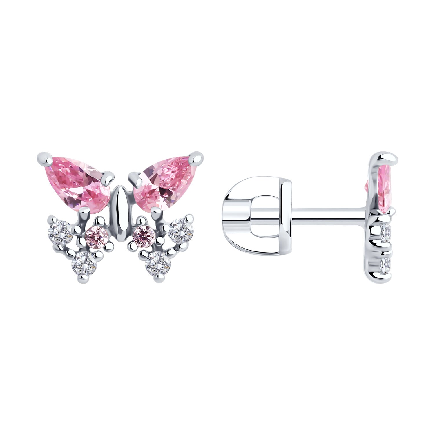 Серьги из серебра с фианитами