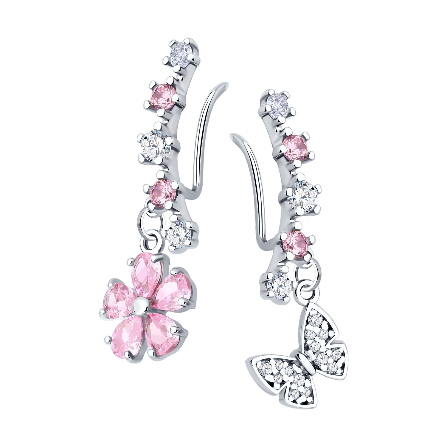 Серьги из серебра с фианитами