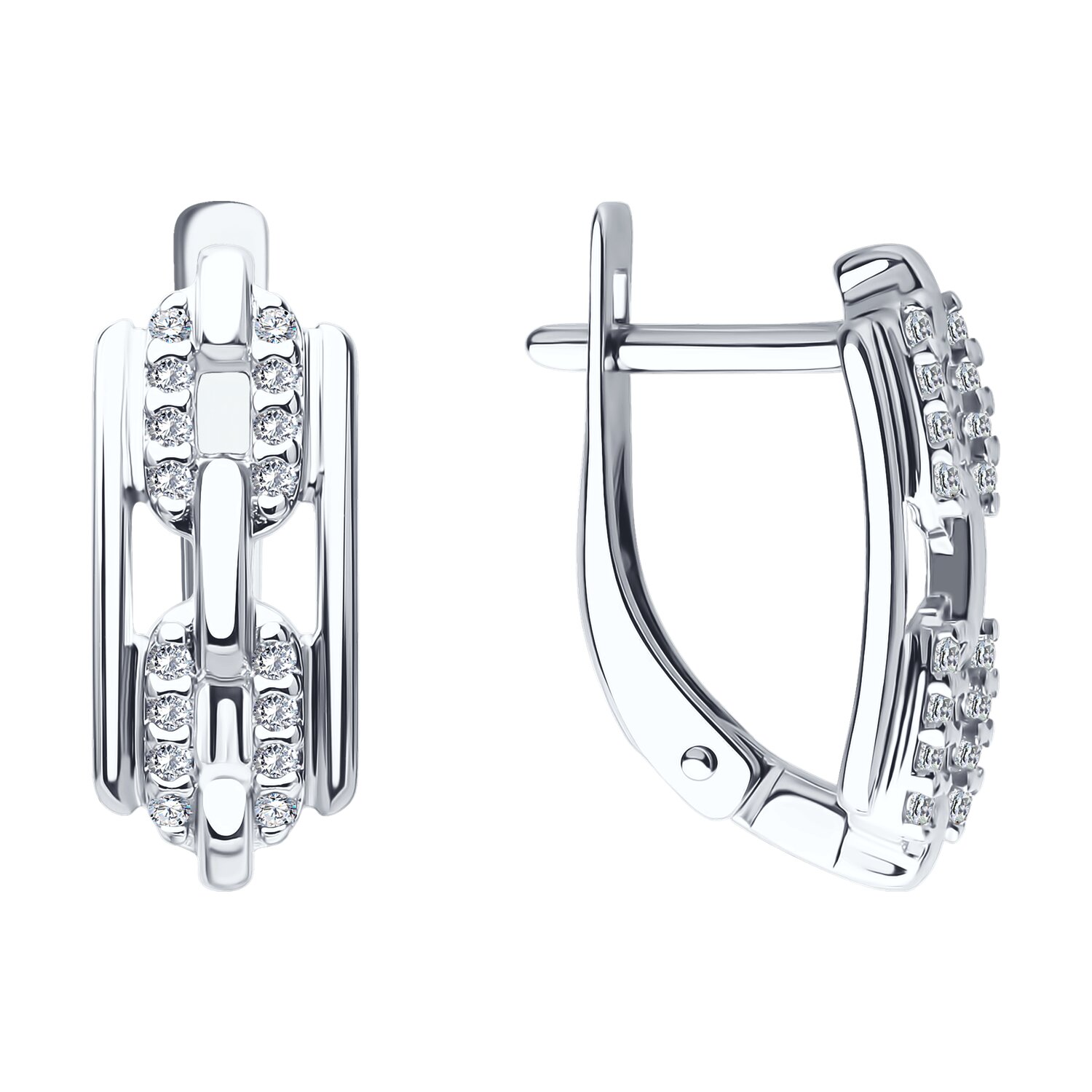 Серьги из серебра с фианитами