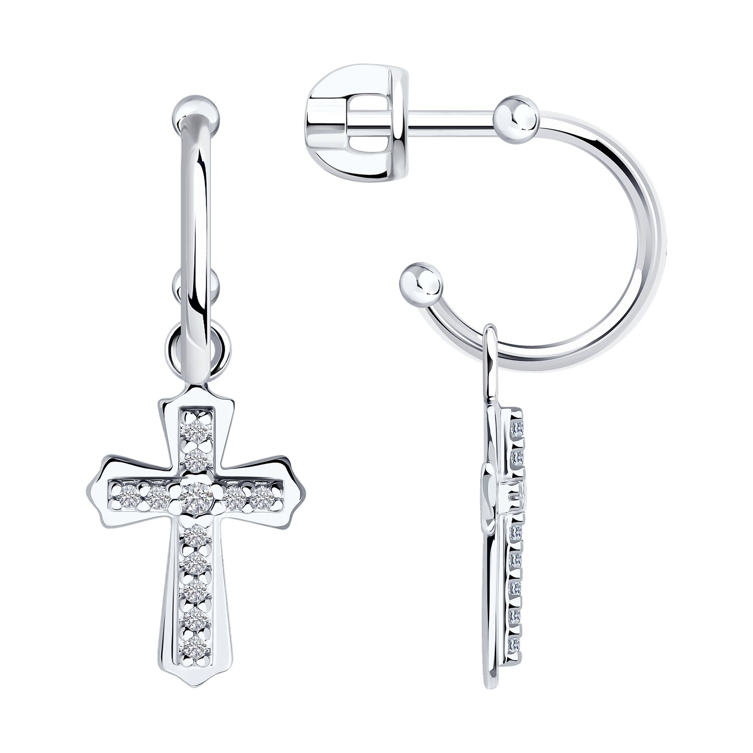 Серьги из серебра с фианитами