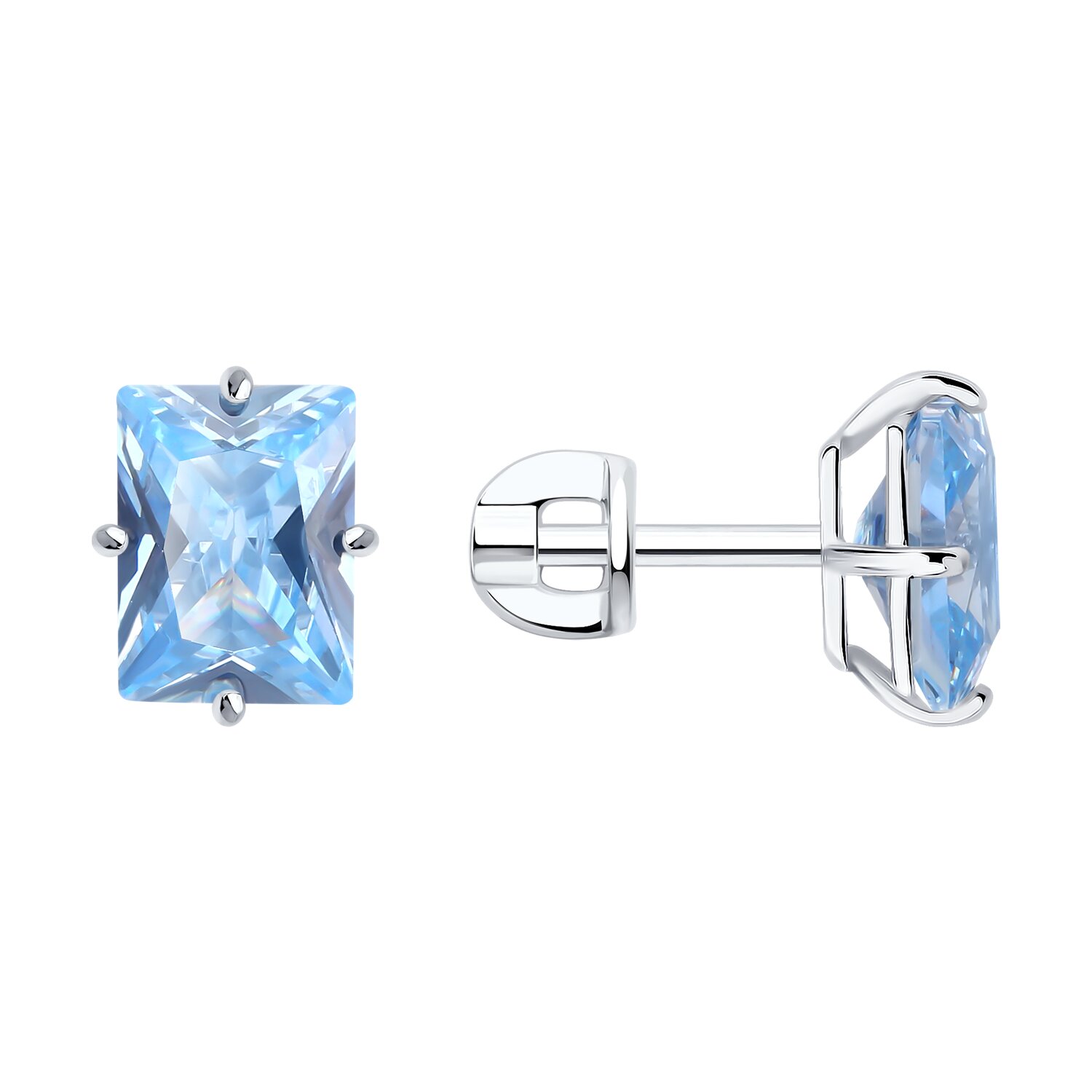 Серьги из серебра с фианитами