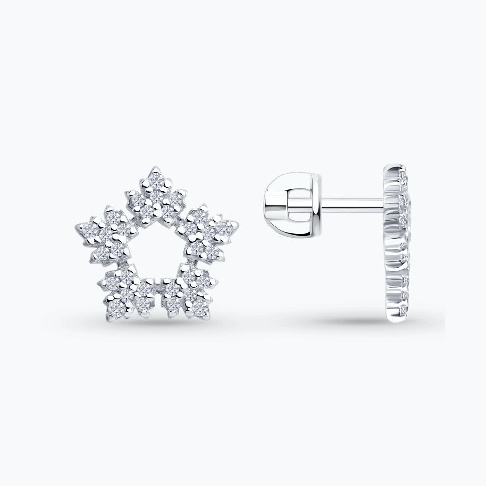 Серьги из серебра с фианитами