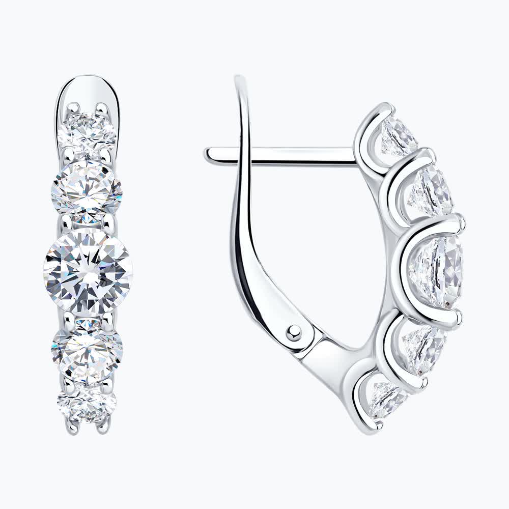 Серьги из серебра с фианитами