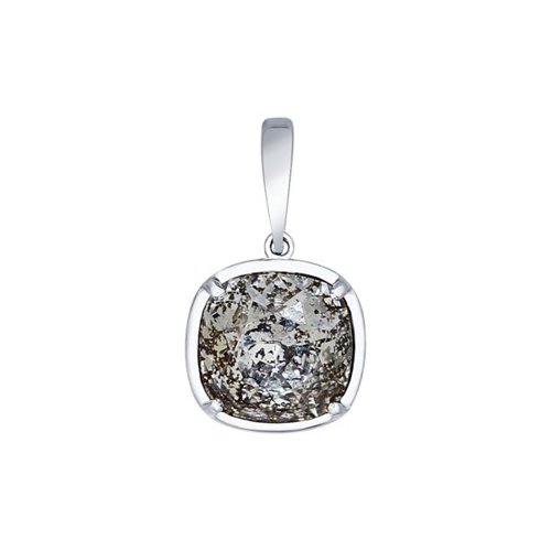 Подвеска из серебра с чёрным кристаллом Swarovski