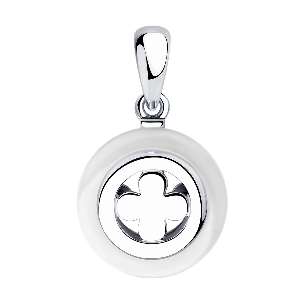 Подвеска из серебра с белым керамической вставкой