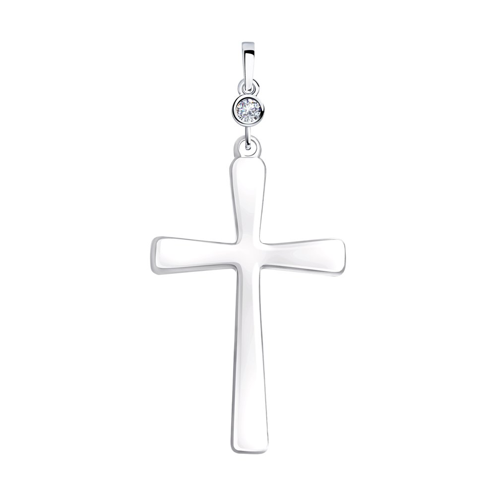 Подвеска из серебра с керамикой и фианитом