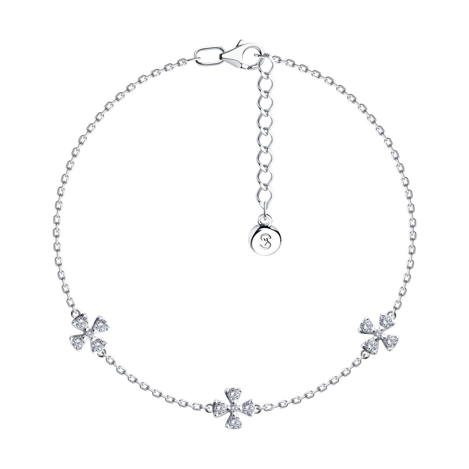 Браслет из серебра с фианитами