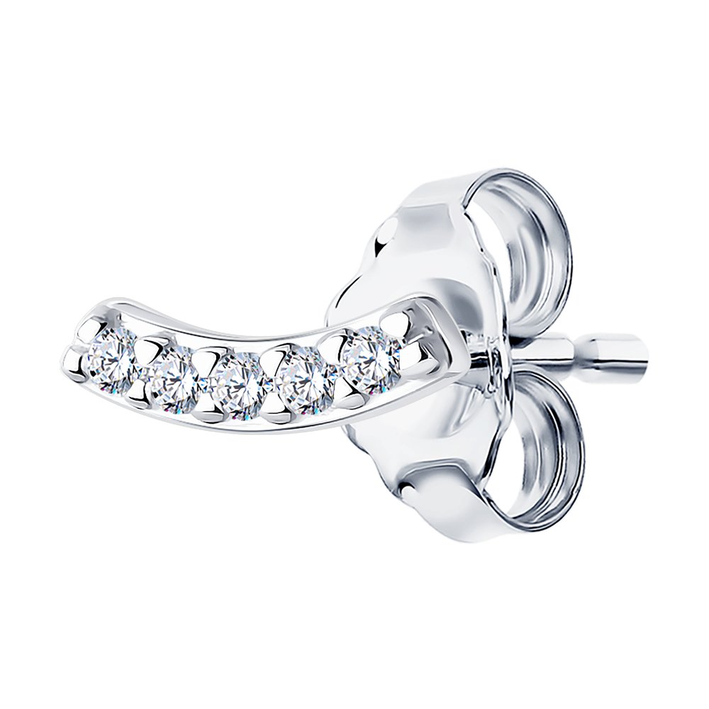 Серьга из серебра с фианитами