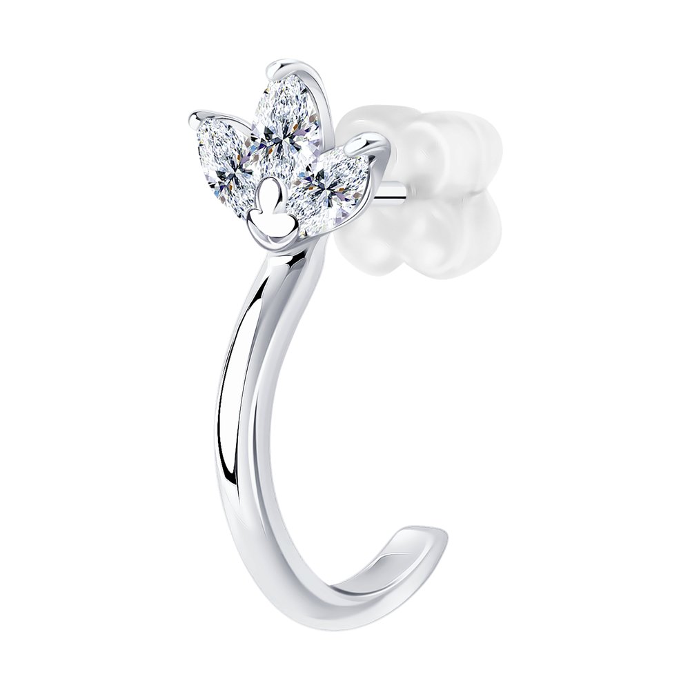 Серьга из серебра с фианитами