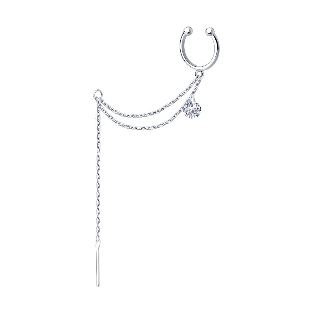 Серьга из серебра с фианитом