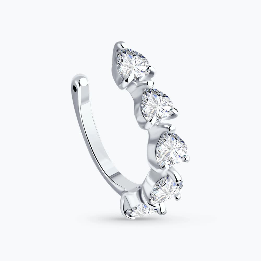 Серьга из серебра с фианитами