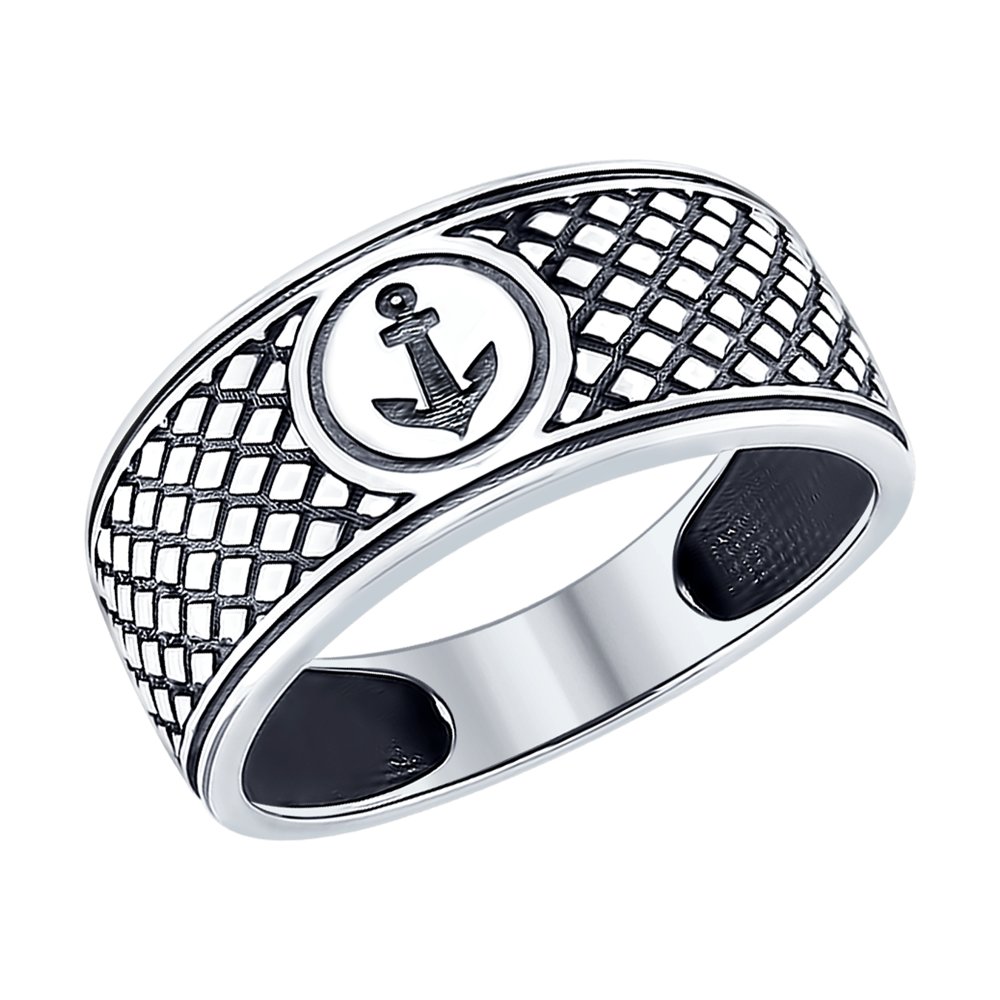 Кольцо из серебра «Якорь»