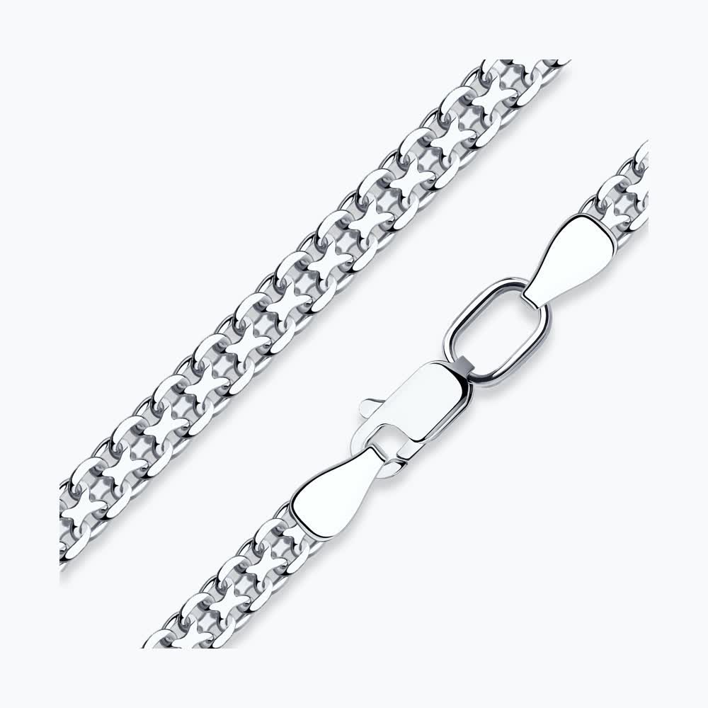 Цепь из серебра, плетение Бисмарк двойной, 925 проба